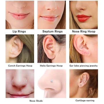 12-Piece Hypoallergenic Gold Nose Rings & Studs Set