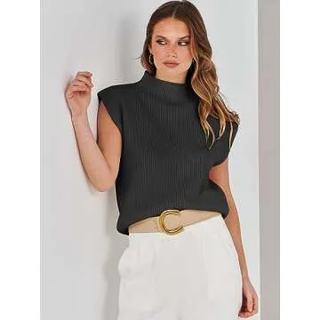 Stylish ANRABESS Mock Neck Sleeveless Top for Women