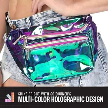 Holographic Fanny Pack Belt bag - Crossbody Waist Bag for Men or Women - Hands-Free, Waterproof Large Bumbag for Hiking, Running, and Travel (purple)