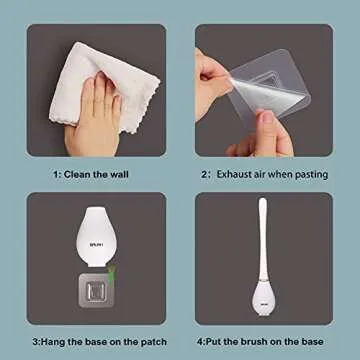 Silicone Toilet Brush with Holder Set, Automatic Toilet Brush for Bathroom ​- No-Slip Long Handle and Quick Drying Wall-Mounted Holder - Easy to Assemble Ventilation Base