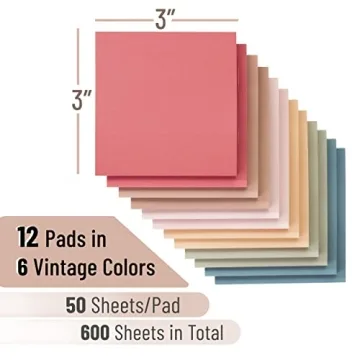 Mr. Pen Vintage Sticky Notes 3x3, 12 Pads for Productivity