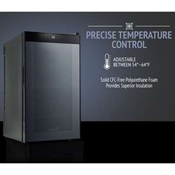 Ivation 18 Bottle Thermoelectric Red And White Wine Cooler/Chiller Counter Top Wine Cellar with Digital Temperature Display, Freestanding Refrigerator Smoked Glass Door Quiet Operation Fridge