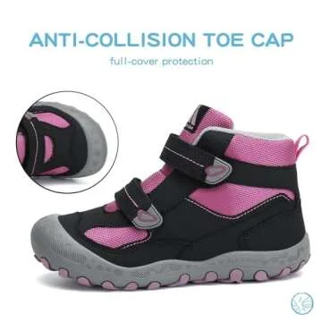 Mishansha Toddler Kids Water Resistant Hiking Boots Boys Girls Anti-Collision Anti-Skid Athletic Outdoor Ankle Adventure Trekking Boot Sport Footwear Black/Rose/Gray 7.5 toddler