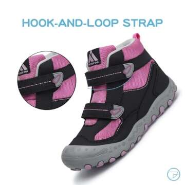 Mishansha Toddler Kids Water Resistant Hiking Boots Boys Girls Anti-Collision Anti-Skid Athletic Outdoor Ankle Adventure Trekking Boot Sport Footwear Black/Rose/Gray 7.5 toddler