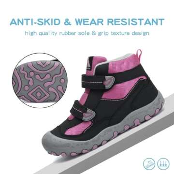 Mishansha Toddler Kids Water Resistant Hiking Boots Boys Girls Anti-Collision Anti-Skid Athletic Outdoor Ankle Adventure Trekking Boot Sport Footwear Black/Rose/Gray 7.5 toddler