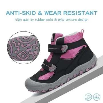 Mishansha Toddler Kids Water Resistant Hiking Boots Boys Girls Anti-Collision Anti-Skid Athletic Outdoor Ankle Adventure Trekking Boot Sport Footwear Black/Rose/Gray 7.5 toddler