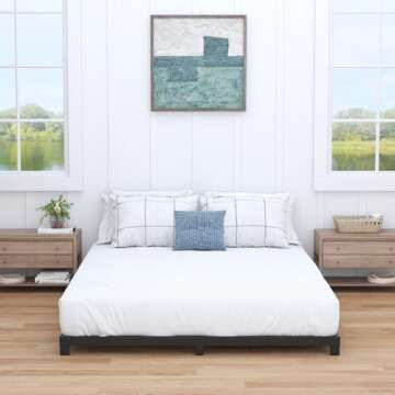 Nailsong 4 Inch Bed Frame Queen Size Low Profile, Queen Bed Frame No Box Spring Needed, Heavy Duty Metal, Easy Assembly, Black