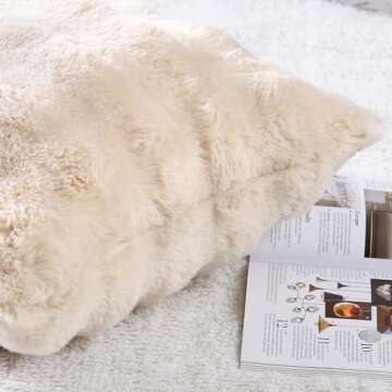 MADIZZ Pack of 2 Thick Plush Wool Throw Pillow Covers 22x22 Inch Beige Soft Decorative Cushion Cover for Sofa Bedroom Pillow Shell