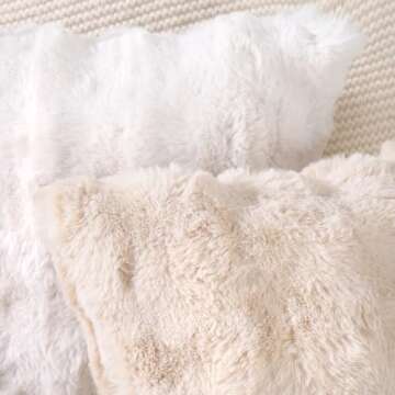 MADIZZ Pack of 2 Thick Plush Wool Throw Pillow Covers 22x22 Inch Beige Soft Decorative Cushion Cover for Sofa Bedroom Pillow Shell