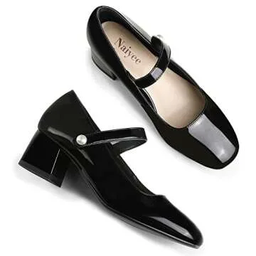 Naiyee Women's Mary Jane Chunky Heel Ankle Strap Dress Shoes