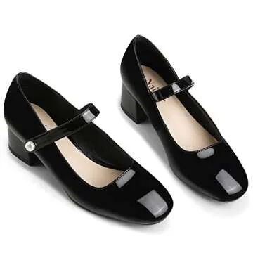 Naiyee Women's Mary Jane Chunky Heel Ankle Strap Dress Shoes