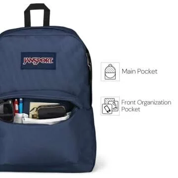 JanSport SuperBreak One Backpacks - Durable, Lightweight Bookbag with 1 Main Compartment, Front Utility Pocket with Built-in Organizer - Premium Backpack, Red Tape