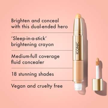 ICONIC LONDON Radiant Concealer & Brightening Duo | Creamy Liquid + Brightening Crayon Dual Ended Co...