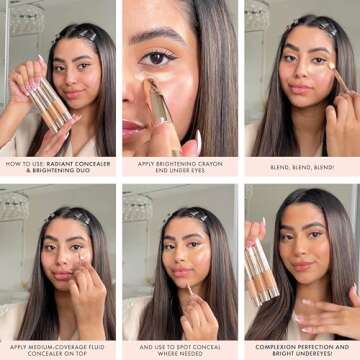 ICONIC LONDON Radiant Concealer & Brightening Duo | Creamy Liquid + Brightening Crayon Dual Ended Concealer, Cruelty Free, Vegan Makeup (Neutral Light) 0.08 oz