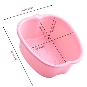 AMOBON Foot Soaking Bath Basin: Plastic Foot Spa Basin for Soaking Feet - Foot Soaking Tub with Massage Dots - Roomy Foot Soak Bucket for Water Spa and Foot Massage (Pink)