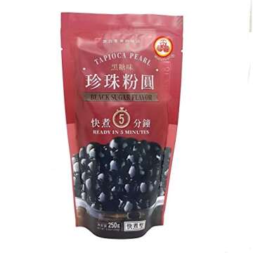 WuFuYuan 3-Pack BLACK Boba Tapioca Pearls with 1 Pack of 50 Wide Straws Individually Wrapped Bubble ...
