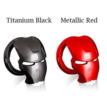 Iron Man Push Start Button Cover Anti Scratch 2 pc Set Universal Car Engine Decoration Cover Red and Black (Titanium Black, Red)