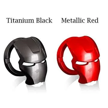 Iron Man Push Start Button Cover Anti Scratch 2 pc Set Universal Car Engine Decoration Cover Red and Black (Titanium Black, Red)