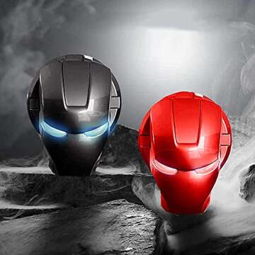 Iron Man Push Start Button Cover Anti Scratch 2 pc Set Universal Car Engine Decoration Cover Red and Black (Titanium Black, Red)