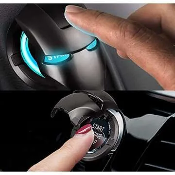 Iron Man Push Start Button Cover Anti Scratch 2 pc Set Universal Car Engine Decoration Cover Red and Black (Titanium Black, Red)