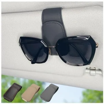 CHOSMOYI Magnetic Leather Sunglass Holder for Car, Sunglasses Clip for Car Visor, Auto Interior Acce...