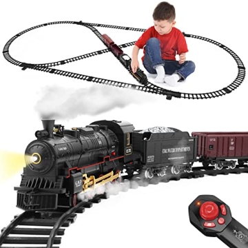 JONEALA Train Set: Remote Control Electric Train with Sounds & Lights