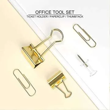 CREECHWA Gold Paper Clips & Binder Clips Set for Desk Accessory
