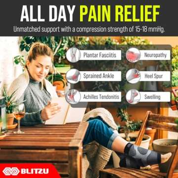 Compression Socks for Plantar Fasciitis, Achilles Tendonitis, Arthritis Relief, Ankle Brace Compress...