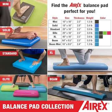 AIREX Home Gym Physical Therapy Workout Yoga Exercise Foam Non Slip Balance Pad with Waterproof and Tear Proof Design for Strength Training, Blue