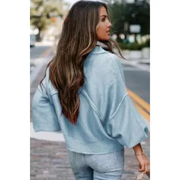 EVALESS Oversized Cozy Sweater for Women in Sky Blue