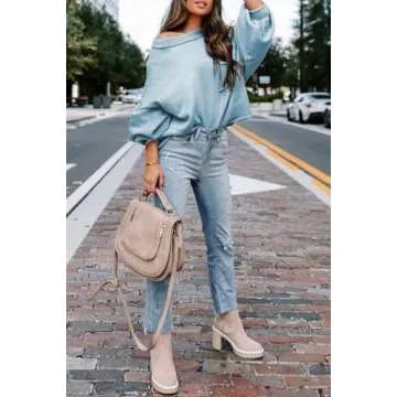 EVALESS Oversized Cozy Sweater for Women in Sky Blue