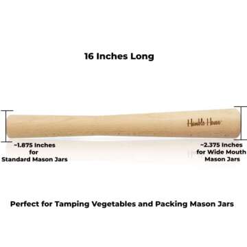 Humble House Sauerkraut Pounder Extra Long 16" Natural German Beech One Piece of Solid Wood Wood SAUERSTOMPER Cabbage Tamper for Packing Down Fermented Foods like Sauerkraut and Kimchi
