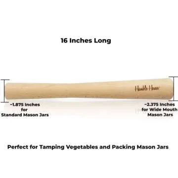 Humble House Sauerkraut Pounder Extra Long 16" Natural German Beech One Piece of Solid Wood Wood SAUERSTOMPER Cabbage Tamper for Packing Down Fermented Foods like Sauerkraut and Kimchi