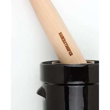 Humble House Sauerkraut Pounder Extra Long 16" Natural German Beech One Piece of Solid Wood Wood SAUERSTOMPER Cabbage Tamper for Packing Down Fermented Foods like Sauerkraut and Kimchi