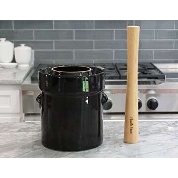 Humble House Sauerkraut Pounder Extra Long 16" Natural German Beech One Piece of Solid Wood Wood SAUERSTOMPER Cabbage Tamper for Packing Down Fermented Foods like Sauerkraut and Kimchi