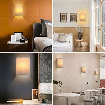 Yosoan Linen Boho Vintage Wall Sconce Stairwell Fixture Light, 1-Light Vanity Indoor Hardwired Wall Mount Retro Industrial Interior Sconce with Half Moon Shade Lamp for Bedside Bedroom Home