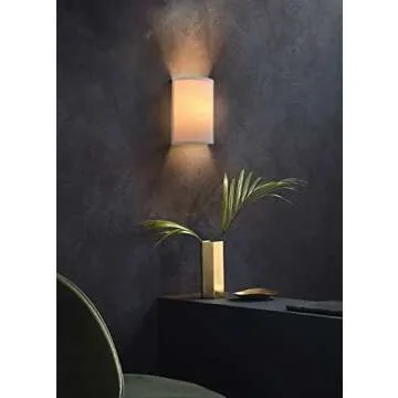 Yosoan Linen Boho Vintage Wall Sconce Stairwell Fixture Light, 1-Light Vanity Indoor Hardwired Wall Mount Retro Industrial Interior Sconce with Half Moon Shade Lamp for Bedside Bedroom Home