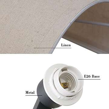 Yosoan Linen Boho Vintage Wall Sconce Stairwell Fixture Light, 1-Light Vanity Indoor Hardwired Wall Mount Retro Industrial Interior Sconce with Half Moon Shade Lamp for Bedside Bedroom Home