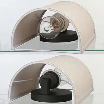 Yosoan Linen Boho Vintage Wall Sconce Stairwell Fixture Light, 1-Light Vanity Indoor Hardwired Wall Mount Retro Industrial Interior Sconce with Half Moon Shade Lamp for Bedside Bedroom Home