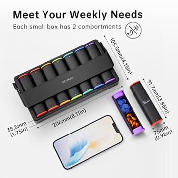 KOVIUU Weekly Pill Organizer for Vitamins and Medications