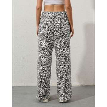 Ziesexy Leopard Pants Baggy Fleece Sweatpants Cheetah Print Pants for Women High Waisted Casual Trousers with Pockets