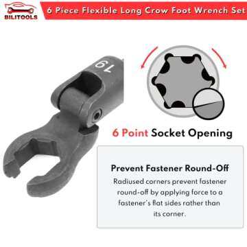 BILITOOLS Flex Head Crowfoot Wrench Set 12-19mm