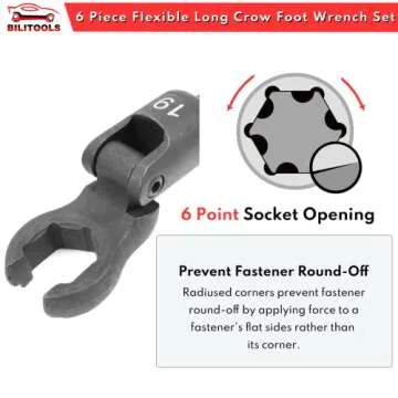 BILITOOLS Flex Head Crowfoot Wrench Set 12-19mm