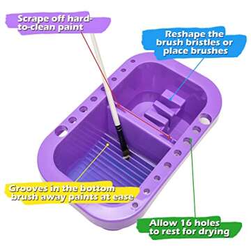 MyLifeUNIT Paint Brush Cleaner, Paint Brush Holder and Organizers with Palette for Acrylic, Watercolor, and Water-Based Paints (Purple)