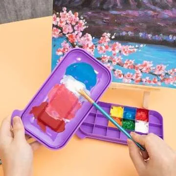 MyLifeUNIT Paint Brush Cleaner, Paint Brush Holder and Organizers with Palette for Acrylic, Watercolor, and Water-Based Paints (Purple)