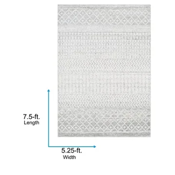 Livabliss Chester Boho Moroccan Area Rug,5'3" x 7'6",Grey