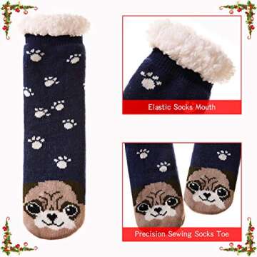 DoSmart Fuzzy Socks For Women Slipper Warm Fluffy Soft Winter Cozy Plush Cabin Sleep Christmas Home Socks(Dog)