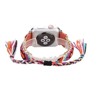 Juzzhou Watch Band For Apple Watch iWatch Series 1/2/3 Sport Edition Cord Knit Braid Weave Woman Girl Lady Boy Replacement Wriststrap Bracelet Watchband Wristband Wrist Strap With Metal Adapter 38mm