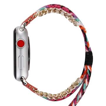 Juzzhou Watch Band For Apple Watch iWatch Series 1/2/3 Sport Edition Cord Knit Braid Weave Woman Girl Lady Boy Replacement Wriststrap Bracelet Watchband Wristband Wrist Strap With Metal Adapter 38mm