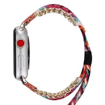 Juzzhou Watch Band For Apple Watch iWatch Series 1/2/3 Sport Edition Cord Knit Braid Weave Woman Girl Lady Boy Replacement Wriststrap Bracelet Watchband Wristband Wrist Strap With Metal Adapter 38mm